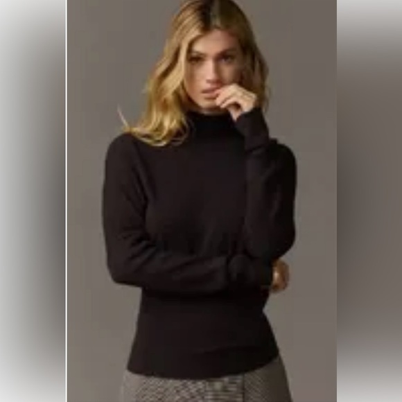 Anthropologie Pilcro Mock-Neck Batwing Cropped Sweater color black size M - Picture 2 of 8